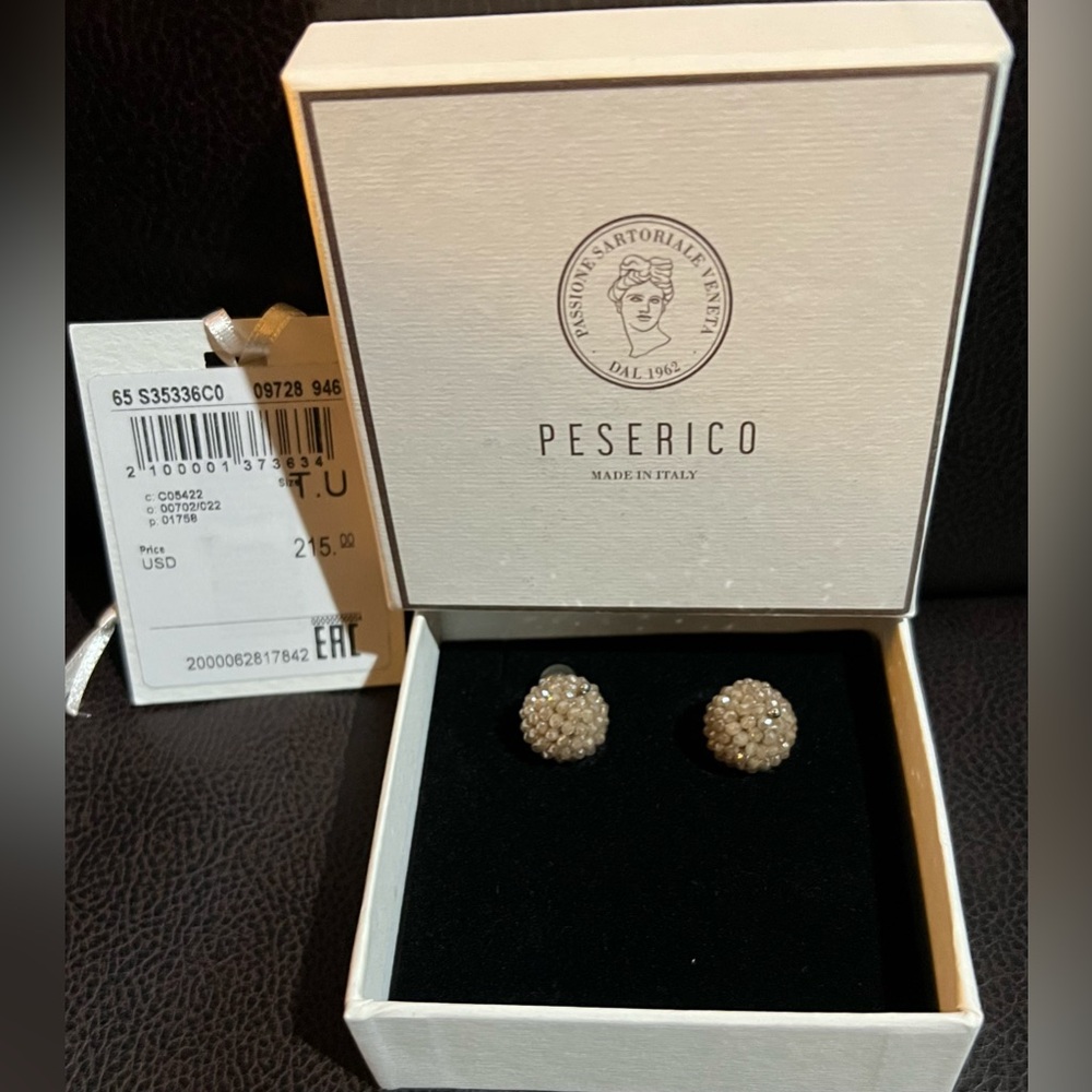 PESERICO Women's Beaded Ball Drop Pierced Earrings MSRP $215 - NIB
